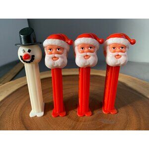 Vintage Pez Dispensers Set of 4 With Santa & Snowman Characters